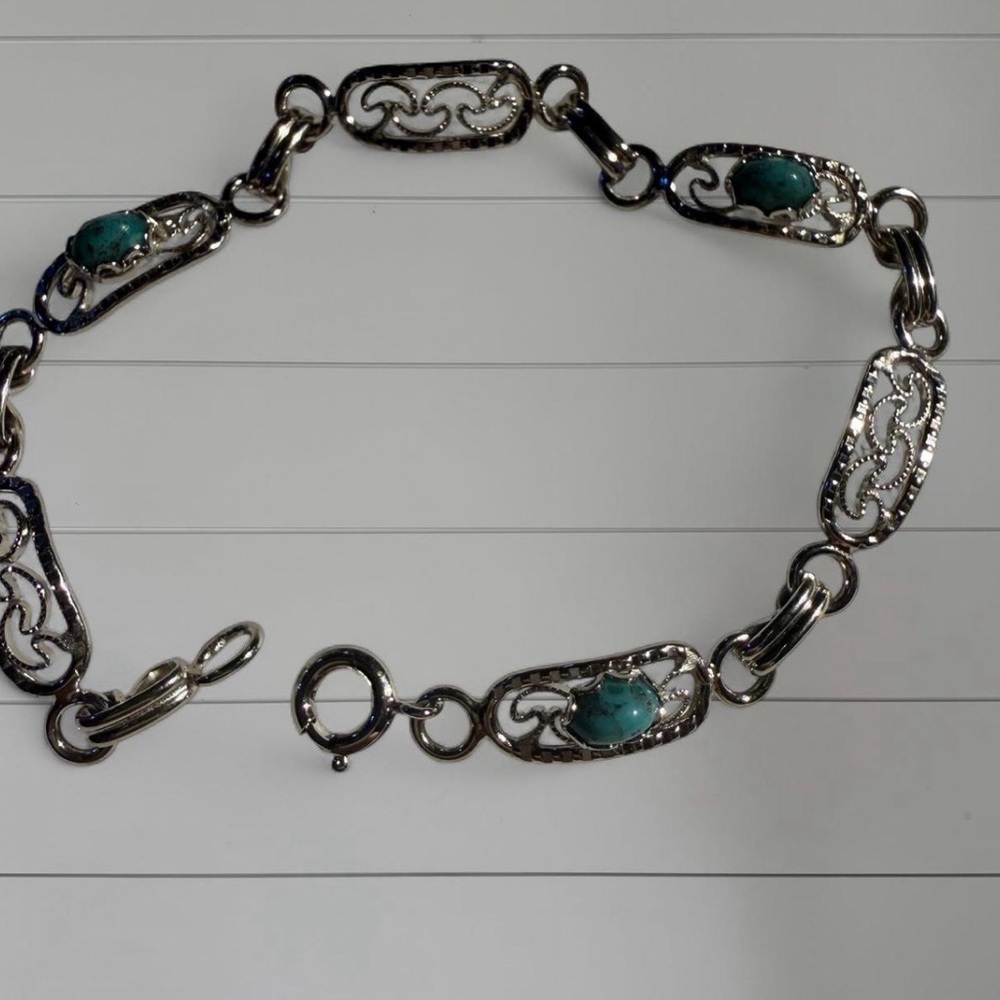 SOLD Vintage 925 Sterling Silver Turquoise Bracelet, from the 1960’s